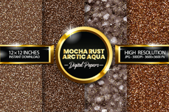 Mocha Rust Arctic Aqua Glitter Digital Papers - 04 Varitions Product Image 1
