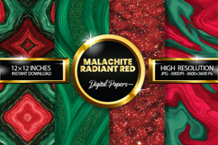 Malachite Radiant Red Glitter Digital Papers - 04 Varitions Product Image 1