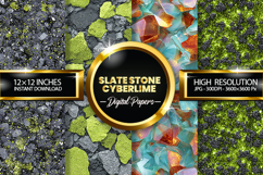 Slate Stone CyberLime Glitter Digital Papers - 04 Varitions Product Image 1