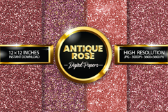 Antique Rose Glitter Digital Papers - 04 Variations Product Image 1