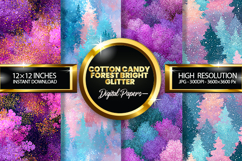 Cotton Candy Forest Bright Glitter Digital Papers Glitter Product Image 1