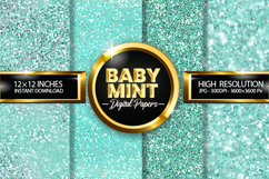Baby Mint Glitter Digital Papers - 04 Variations Product Image 1