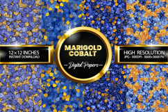 Marigold Cobalt Glitter Digital Papers - 04 Variations Product Image 1
