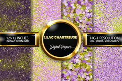 Lilac Chartreuse Glitter Digital Papers - 04 Varitions Product Image 1