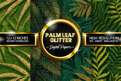 Pale Leaf Glitter Digital Papers - 04 Varitions Product Image 1