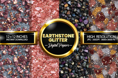 Earthstone Glitter Digital Papers - 04 Variations Product Image 1