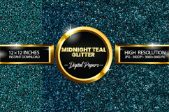 Midnight Teal Glitter Digital Papers - 04 Variations Product Image 1