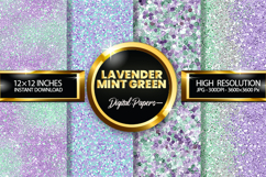 Lavender Mint Green Glitter Digital Papers - 04 Varitions Product Image 1