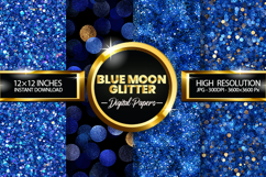 Blue Moon Glitter Digital Papers - 04 Variations Product Image 1