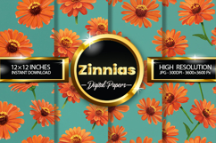 Zinnias Digital Papers - 04 Variations Product Image 1