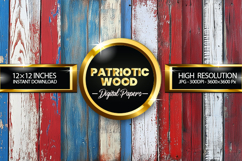 Patriotic Wood Digital Papers - Patriotic Texture Product Image 2