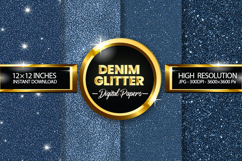Denim Glitter Digital Papers - 04 Variations Product Image 1