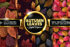Autumn Leaves Glitter Digital Papers - 04 Variations Product Image 1
