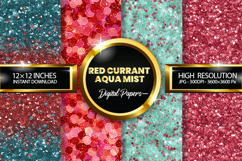 Red Currant Aqua Mist Glitter Digital Papers - 04 Varitions Product Image 1