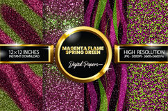 Magenta Spring Green Glitter Digital Papers- 04 Varitions Product Image 1
