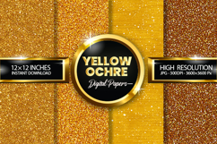 Yellow Ochre Glitter Digital Papers - 04 Variations Product Image 1