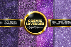 Cosmic Lavender Glitter Digital Papers - 04 Variations Product Image 1