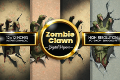 Zombie Clawn Digital Papers - 04 Variations Product Image 1
