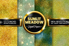 Sunlit Meadow Glitter Digital Papers - 04 Variations Product Image 1
