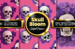 Skull Blooms Digital Papers - 04 Variations Product Image 1