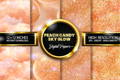 Peach Candy Sky Glow Glitter Digital Papers - 04 Varitions Product Image 1