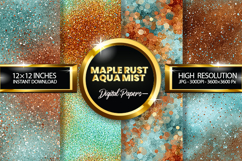 Maple Rust Aqua Mist Glitter Digital Papers- 04 Varition Product Image 1