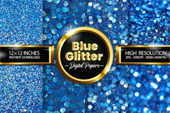 Blue Glitters Digital Papers - 04 Variations Product Image 1