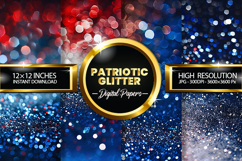 Patriotic Glitter Digital Papers - Patriotic Texture Product Image 2