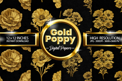 Gold Poppy Digital Papers - 04 Variations Product Image 1