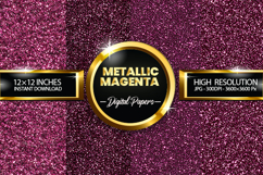 Metallic Magenta Glitter Digital Papers - 04 Variations Product Image 1