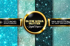 Glow Aqua Glitter Digital Papers - 04 Variations Product Image 1