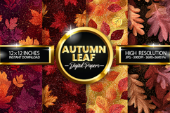 Autumn Leaf Glitter Digital Papers - 04 Variations Product Image 1