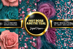 Hot Rose Arctic Tea Glitter Digital Papers - 04 Variations Product Image 1