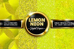 Lemon Neon Glitter Digital Papers - 04 Variations Product Image 1