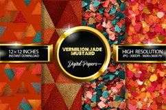 Vermilion Jade Mustard Glitter Digital Papers - 04 Varitions Product Image 1