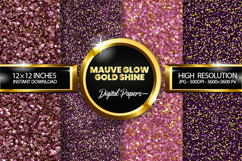 Mauve Glow Gold Shine Glitter Digital Papers - 04 Varitions Product Image 1