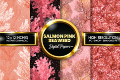 Salmon Pink Seaweed Glitter Digital Papers - 04 Varitions Product Image 1