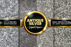 Antique Silver Glitter Digital Papers - 04 Variations Product Image 1