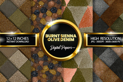 Burnt Sienna Olive Denim Glitter Digital Papers - 04 Varit Product Image 1