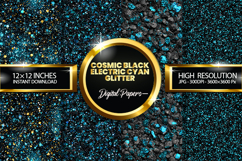 Cosmic Black Electric Cyan Digital Papers - 04 Varitions Product Image 1