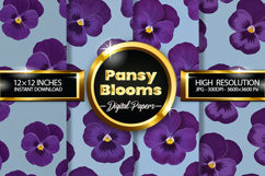 Pansy Blooms Digital Papers - 04 Variations Product Image 1