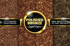 Polished Bronze Glitter Digital Papers - 04 Variations Product Image 1