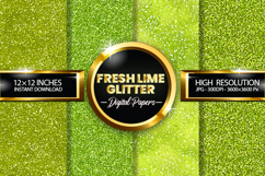 Fresh Lime Glitter Digital Papers - 04 Variations Product Image 1