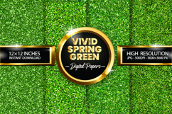 Vivid Spring Green Glitter Digital Papers - 04 Variations Product Image 1