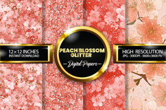 Peach Blossom Glitter Digital Papers - 04 Variations Product Image 1