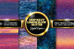 Deep Ocean Sunset Glow Glitter Digital Papers - 04 Variation Product Image 1