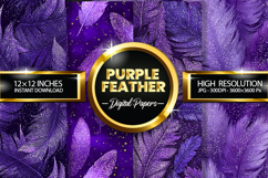 Purple Feather Glitter Digital Papers - 04 Variations Product Image 1