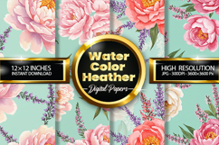 Watercolor Heather Digital Papers - 04 Variations Product Image 1