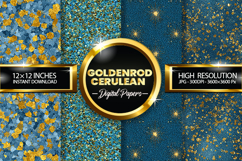 Goldenrod Cerulean Glitter Digital Papers - 04 Variations Product Image 1