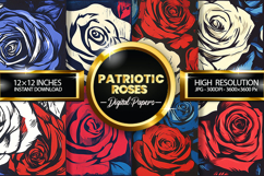 Patriotic Roses Digital Papers - Patriotic Texture Product Image 1